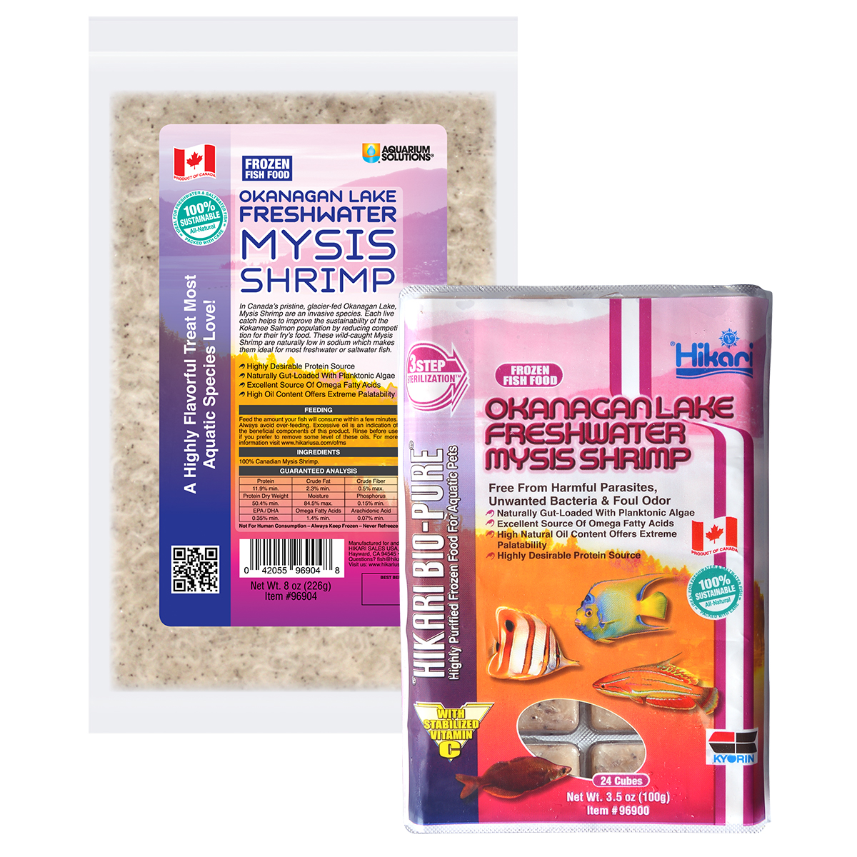 Frozen Okanagan Lake Freshwater Mysis Shrimp Hikari Sales USA